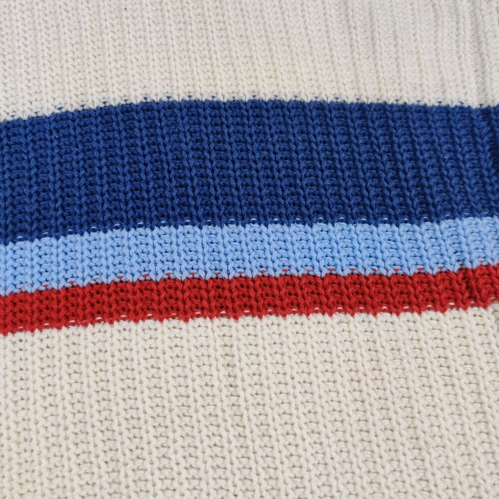 American Eagle Womens Box Sweater Oversized Chunky Knit Off White Striped sz M - Picture 4 of 6